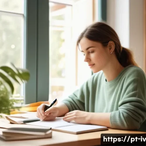 Home 32 지식의 한계 인식을 통한 동기 부여 - A thoughtful young adult woman sitting at a cozy modern desk in a bright home office, surrounded by ...