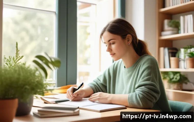 지식의 한계 인식을 통한 동기 부여 - A thoughtful young adult woman sitting at a cozy modern desk in a bright home office, surrounded by ...