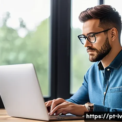 Home 31 지식의 한계 인식이 개인 브랜드에 미치는 영향 - A professional digital content creator in a modern home office setting, wearing casual yet neat atti...