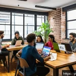 Home 23 지식의 한계와 지속적인 개선 - A diverse group of young professionals studying together in a modern co-working space in São Paulo, ...